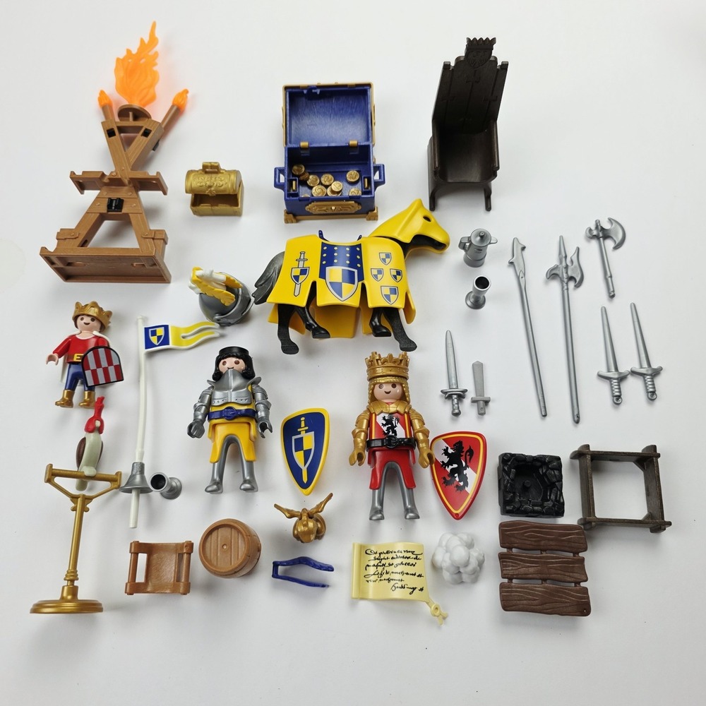 Vtg Playmobil Geobra Knights, Horse, Weapons and Accessories Figures Toys